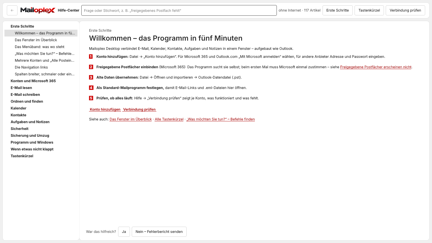 Hilfe-Center von Mailoplex Desktop
